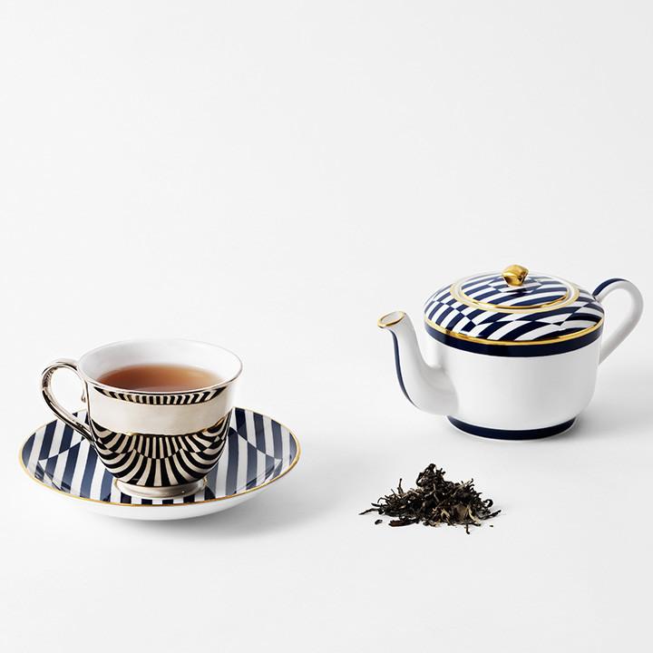 Superstripe Warp Teacup & Saucer - Platinum