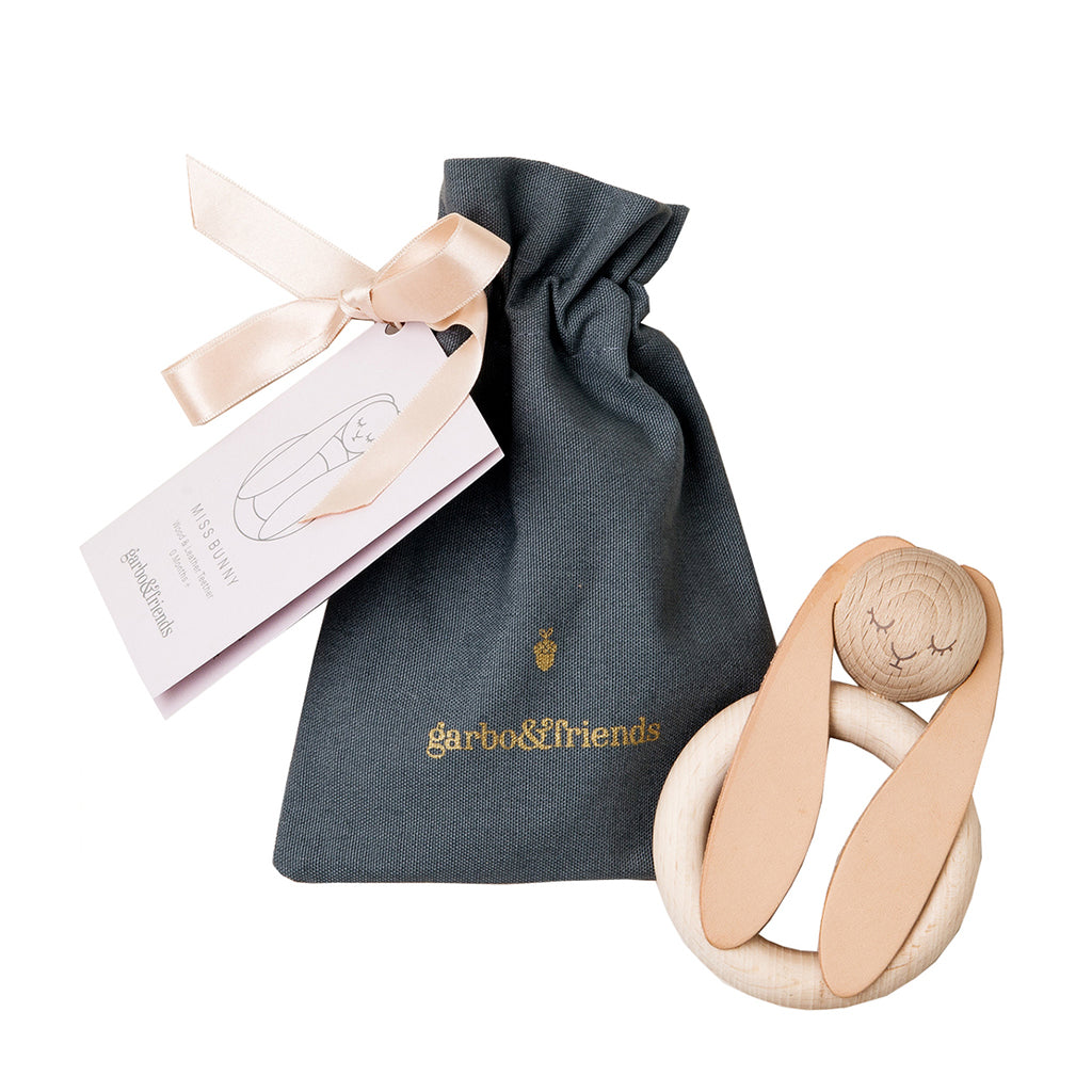 Bunny Wood & Leather Teether