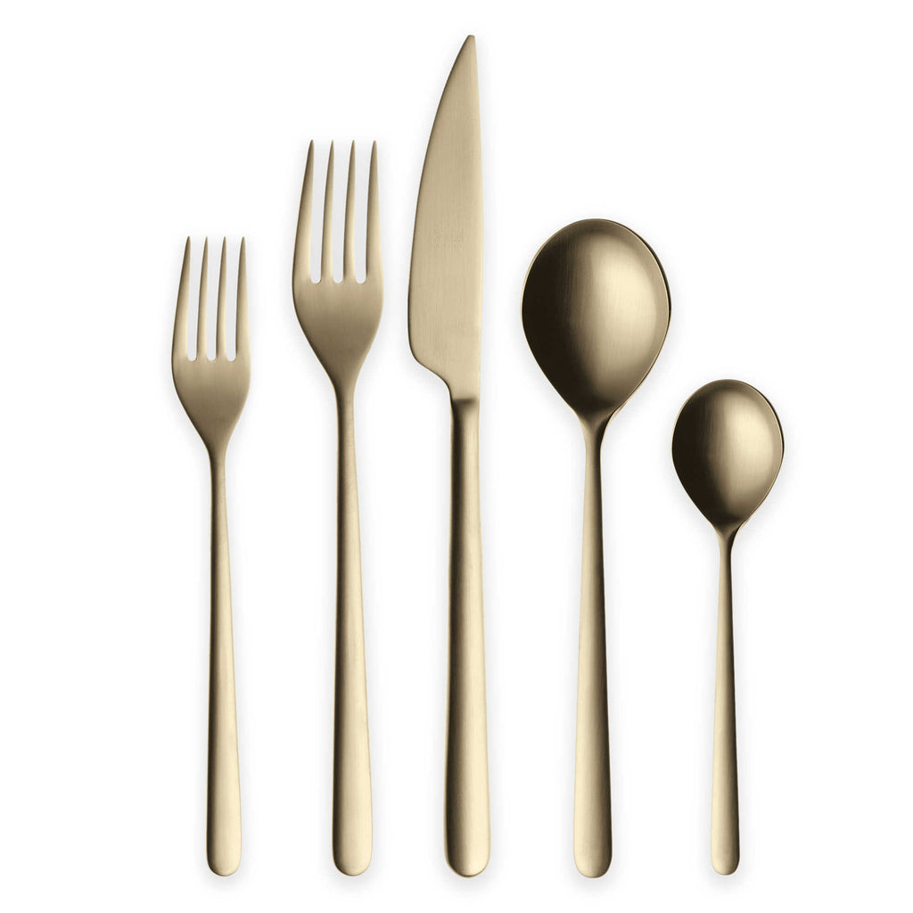 Linea Matte Champagne Flatware Set