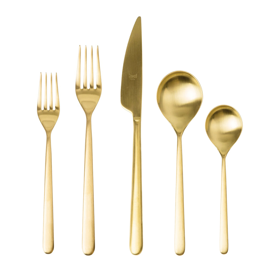 Linea Matte Gold Flatware Set